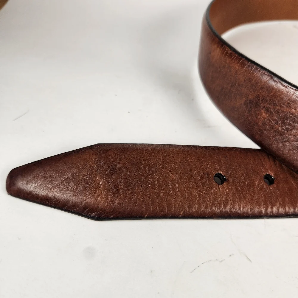 NORDSTROM Belt Men's Shop Size 40 Brown Leather Made USA Silver Buckle 1.5 Width